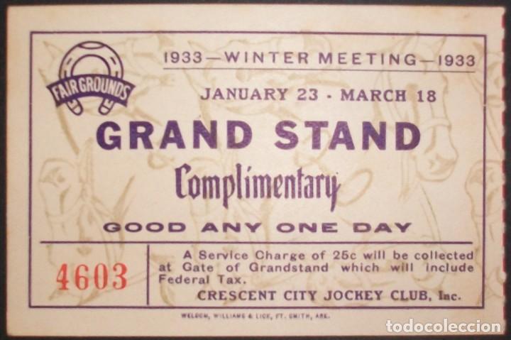 Otros art&iacute;culos de coleccionismo en papel: Carnet. FairGrounds Race Course. Nueva Orleans (Estados Unidos). 1933. H&iacute;pica-Caballos