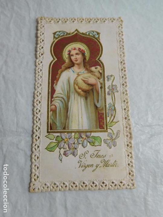 Otros Art&iacute;culos de Coleccionismo en Papel: M69 TARJETA RELIGIOSA RECORDATORIO 1915-1919. Santa In&eacute;s. Art Dec&oacute;. Una joya.