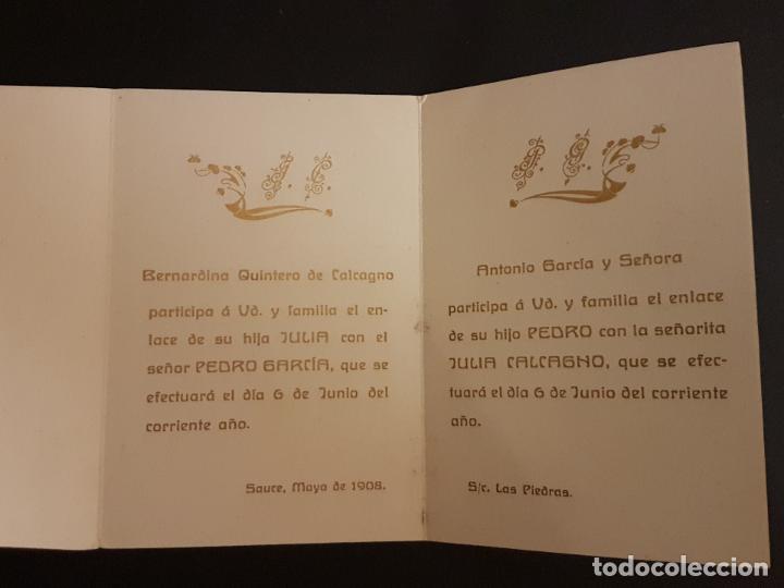 Otros art&iacute;culos de coleccionismo en papel: INVITACION BODA 1908 - Foto 2