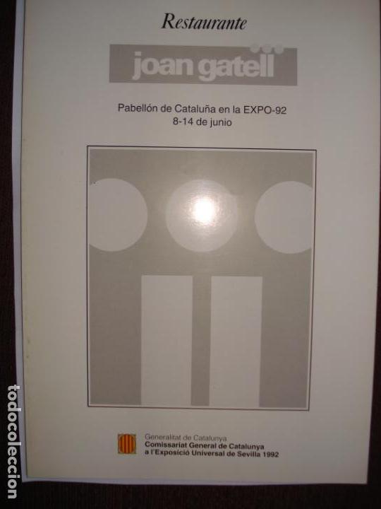 Otros art&iacute;culos de coleccionismo en papel: FOLLETO RESTAURANTE JOAN GATELL PABELLON DE CATALU&Ntilde;A, EXPO 92 SEVILLA