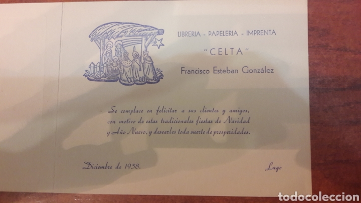 Paper Collecting Others: Felicitacion 1958 libreria papeleria imprenta Celta Lugo