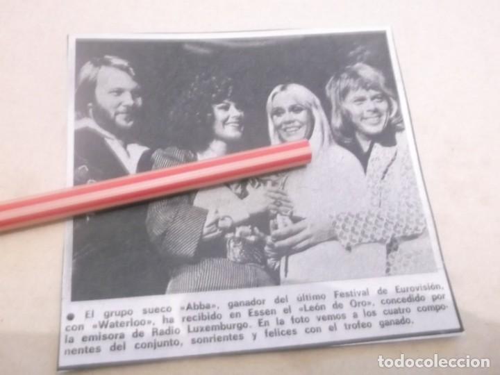 Otros Art&iacute;culos de Coleccionismo en Papel: RECORTE A&Ntilde;OS 70/80 - EL GRUPO ABBA HA RECIBIDO EN ESSEN EL LE&Oacute;N DE ORO POR LA EMISORA DE RADIO