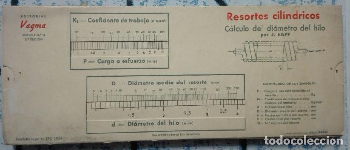 Sammelleidenschaft Andere Papierartikel: Reglilla n&ordm; 15: Resortes cil&iacute;ndricos. C&aacute;lculo de la flecha unitaria. Editorial Vagma. 1959