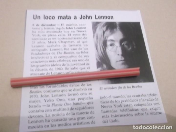 Otros Art&iacute;culos de Coleccionismo en Papel: RECORTE A&Ntilde;OS 70/80 - A&Ntilde;O 1980 - UN LOCO MATA A JOHN LENNON (THE BEALTLES )