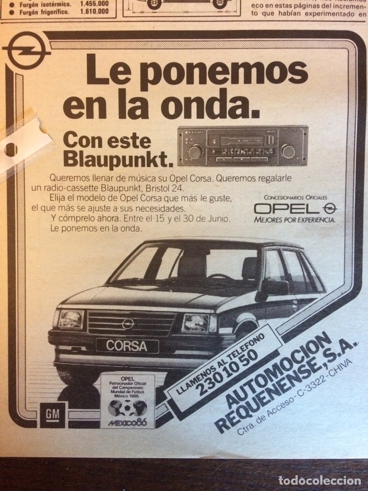 Outros artigos de papel: Publicidad autom&oacute;vil Opel corsa de 1986