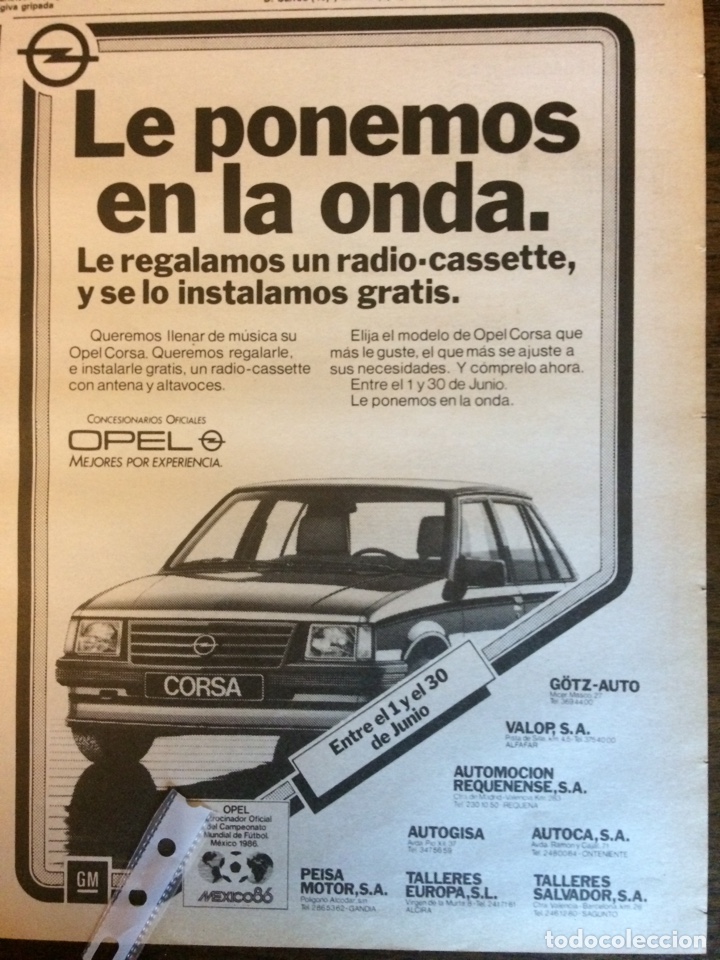 Outros artigos de papel: Publicidad autom&oacute;vil Opel corsa de 1986