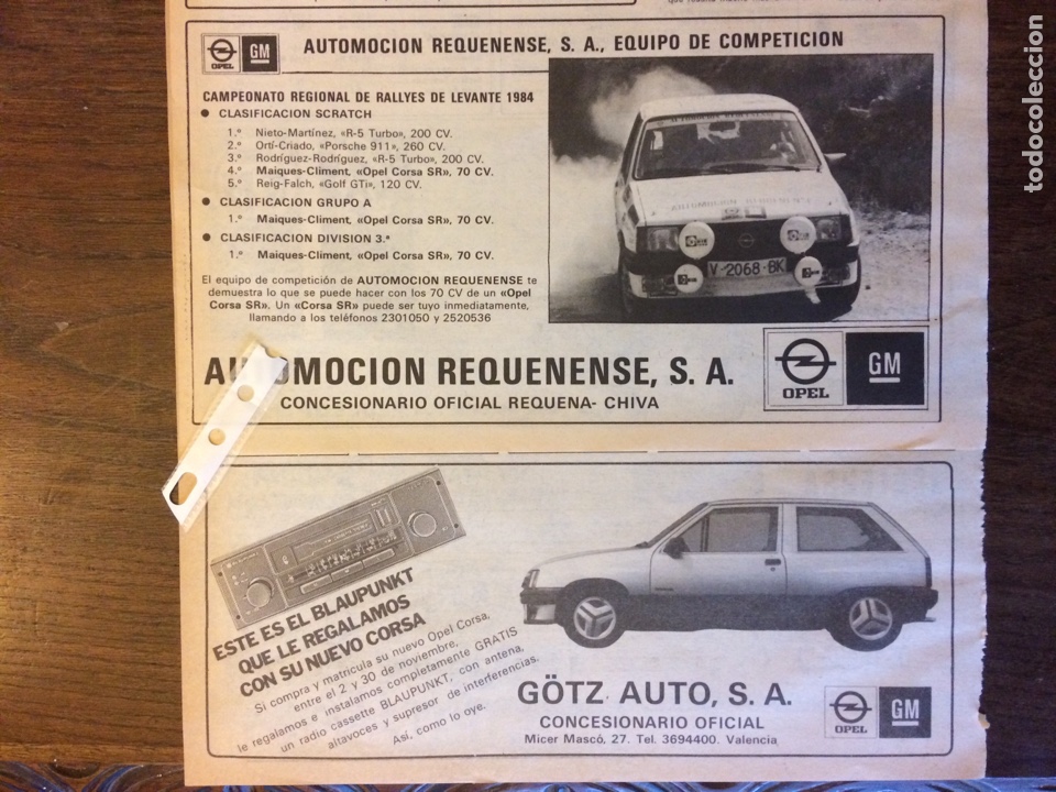 Paper Collecting Others: 2 anuncios publicidad autom&oacute;vil Opel corsa