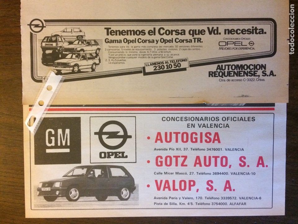 Paper Collecting Others: 2 anuncios publicidad autom&oacute;vil Opel corsa de 1986