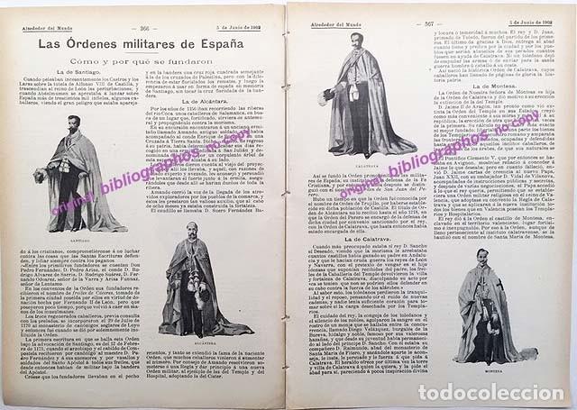 Otros Art&iacute;culos de Coleccionismo en Papel: ORDENES MILITARES DE ESPA&Ntilde;A (SANTIAGO, ALC&Aacute;NTARA, CALATRAVA, MONTESA). 1902 2 pag. ARTICULO