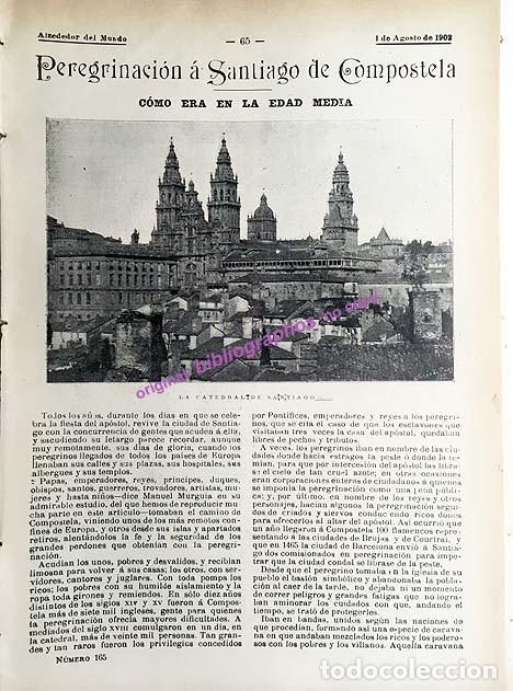 Otros Art&iacute;culos de Coleccionismo en Papel: PEREGRINACI&Oacute;N A SANTIAGO. 1902. C&Oacute;MO ERA EN LA EDAD MEDIA. 3 pag. ARTICULO. FOTOS. (Hoja Revista ALR