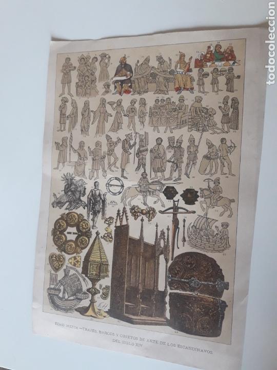 Otros Art&iacute;culos de Coleccionismo en Papel: Lamina edad media trajes barcos y objetos arte escandinavos s xiv