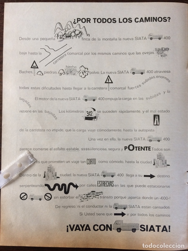 Outros artigos de papel: Publicidad furgoneta siata de 1970