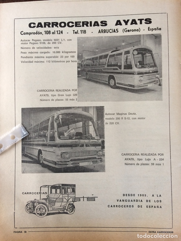 Otros art&iacute;culos de coleccionismo en papel: Publicidad carrocer&iacute;as ayats Gerona pegaso