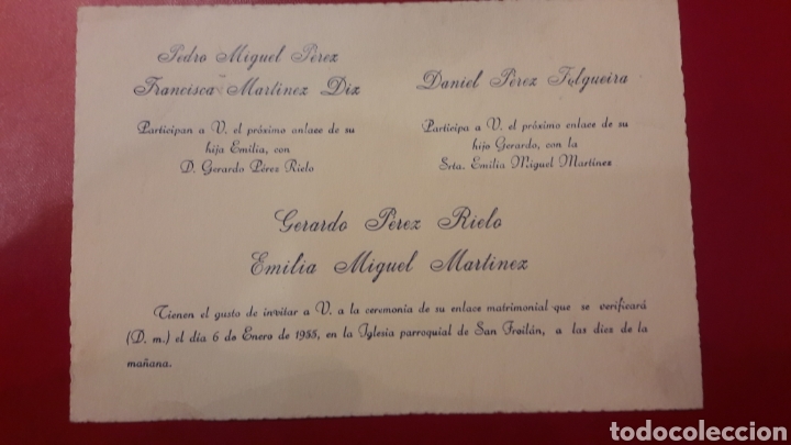 Collectionnisme Papier divers: Invitaci&oacute;n Boda San Froilan Lugo 1955