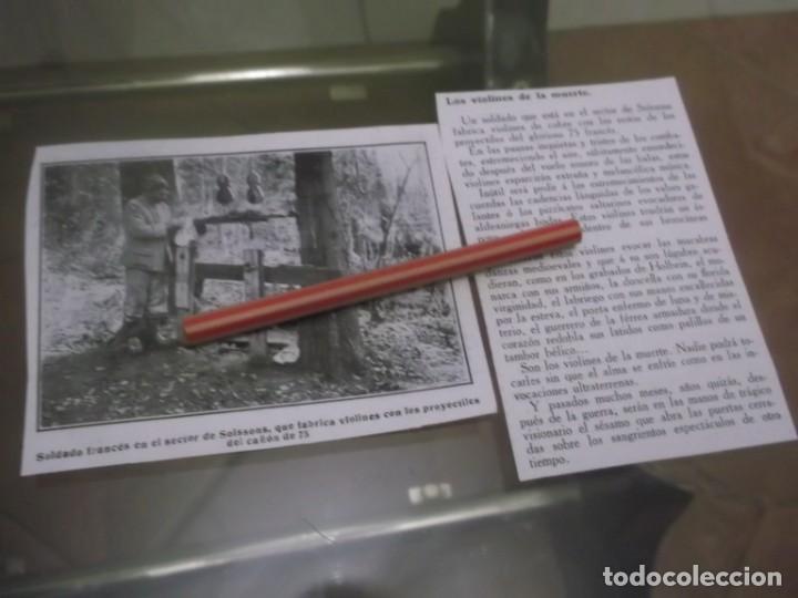 Otros Art&iacute;culos de Coleccionismo en Papel: RECORTE A&Ntilde;O 1917 - SOLDADO FRANC&Eacute;S DE SO&Iacute;SSONS  FABRICA VIOLINES CON PROYECTILES CA&Ntilde;&Oacute;N DE 73