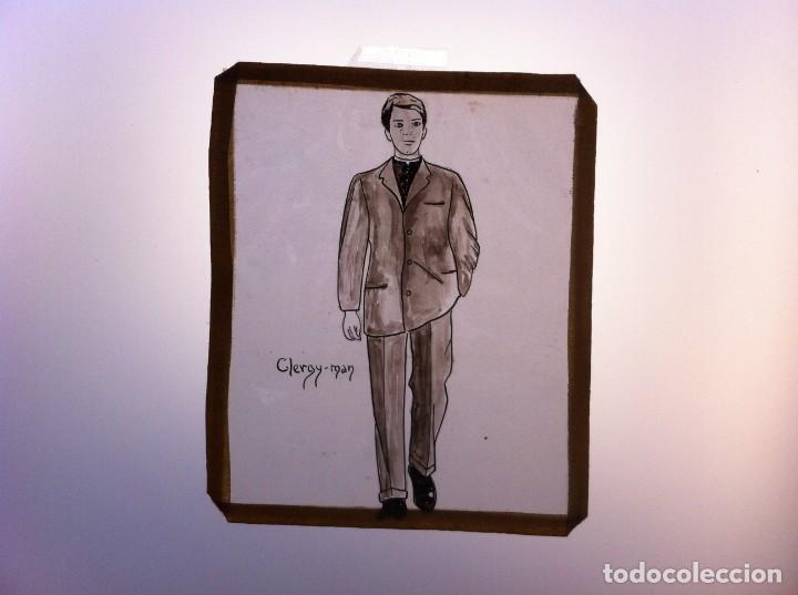 Paper Collecting Others: DIBUJO RELIGIOSO SOBRE PAPEL CEBOLLA,  ENTRE DOS ACETATOS (CLERGY - MAN)  20,5 x 17cm