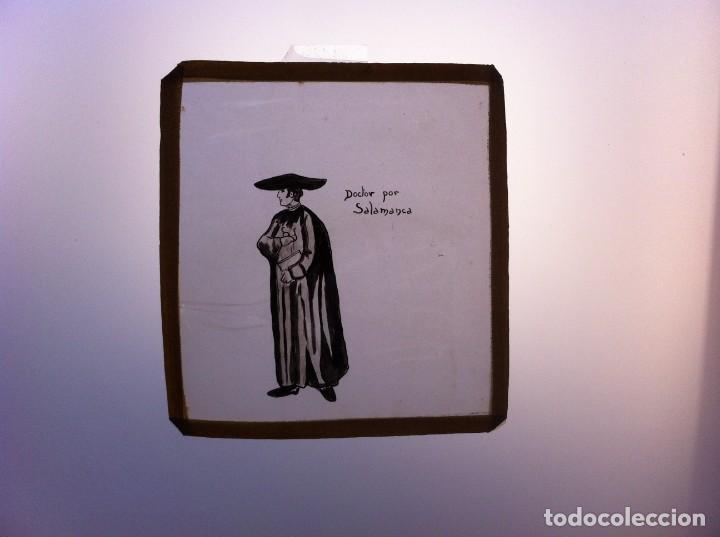 Paper Collecting Others: DIBUJO SOBRE PAPEL CEBOLLA, ENTRE DOS ACETATOS (DOCTOR POR SALAMANCA) 19 x 17,5cm