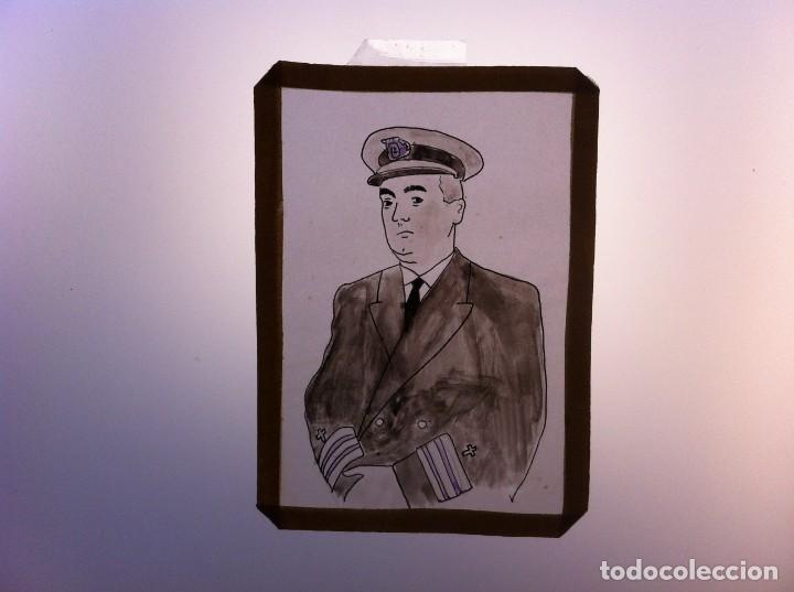 Otros Art&iacute;culos de Coleccionismo en Papel: DIBUJO SOBRE PAPEL CEBOLLA, ENTRE DOS ACETATOS (HOMBRE MILITAR) 18 x 13,cm