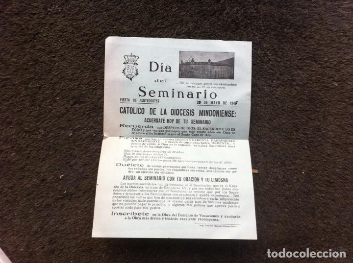 Paper Collecting Others: D&Iacute;A DEL SEMINARIO. FIESTA DE PENTECOST&Eacute;S. 1945. DI&Oacute;CESIS MINDONIENSE. MONDO&Ntilde;EDO
