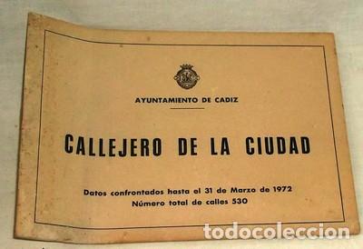 Otros Art&iacute;culos de Coleccionismo en Papel: CALLEJERO DE LA CIUDAD DE C&Aacute;DIZ, DE 1972, ALCALDE JER&Oacute;NIMO ALMAGRO MONTESDEOCA