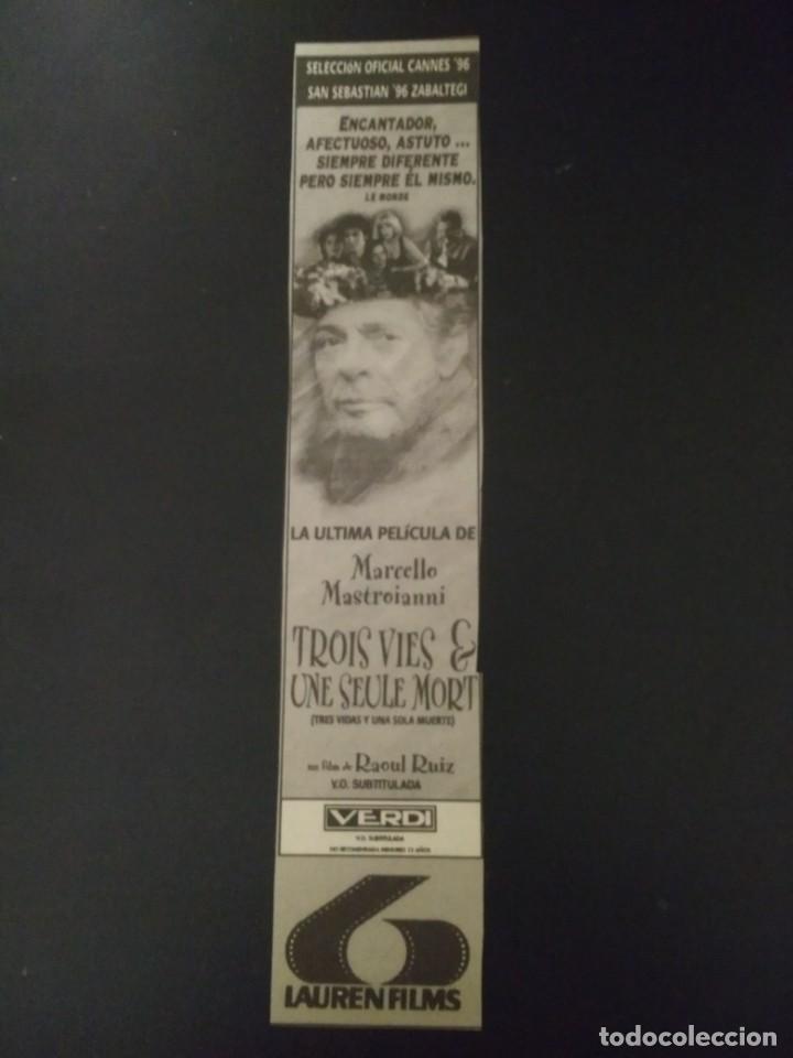 Collectionnisme Papier divers: RECORTE &laquo;TROIS VIES ET UNE SEULE MORT&raquo;