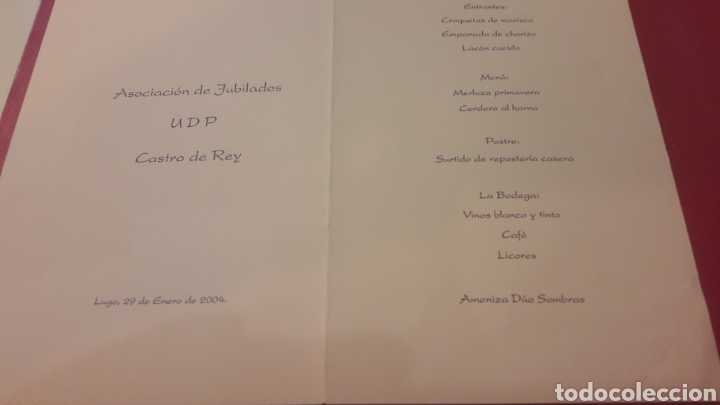 Altri oggetti di carta: 2004 Menu La Palloza asociacion Jubilados Lugo