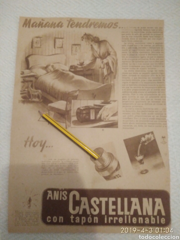 Outros artigos de papel: RECORTE PUBLICIDAD ANUNCIO A&Ntilde;OS 40/50 ANIS CASTELLANA