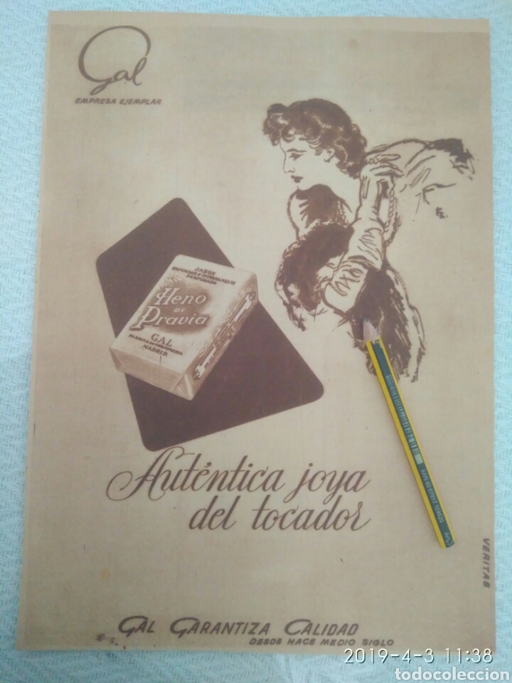 Outros artigos de papel: PUBLICIDAD RECORTE A&Ntilde;OS 40/50 ANUNCIO. HENO DE PRAVIA JABON EN PASTILLAS.RISA7