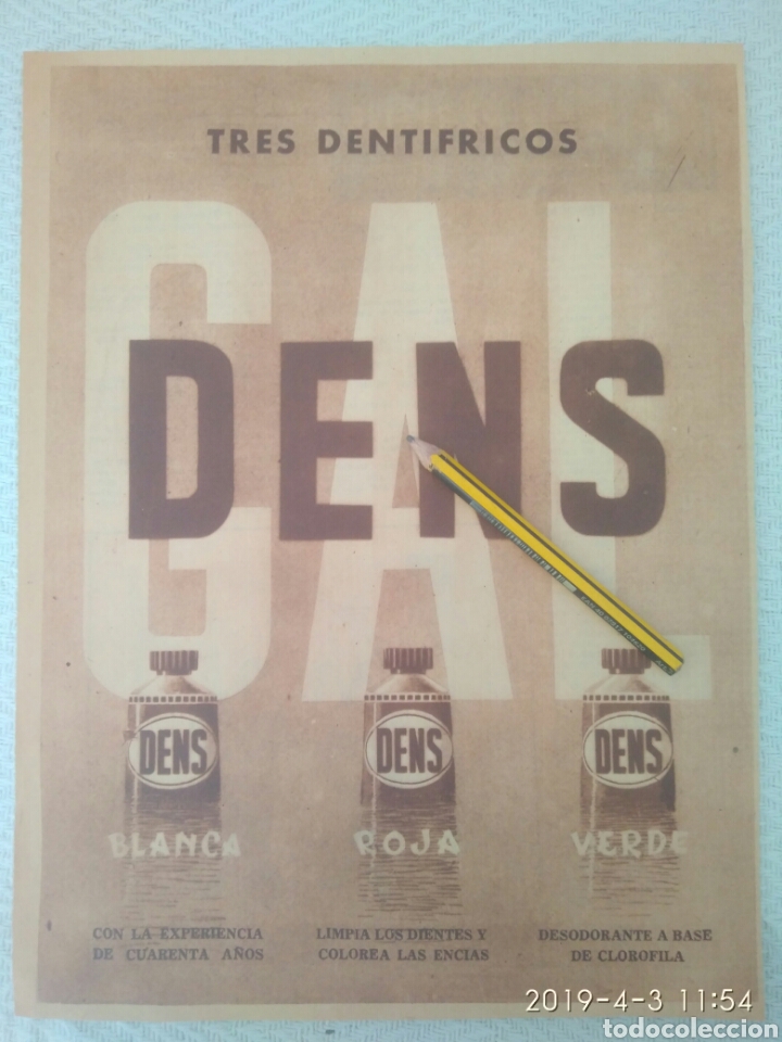 Sammelleidenschaft Andere Papierartikel: PUBLICIDAD RECORTE A&Ntilde;OS 40/50 ANUNCIO DENTRIFICO DENS. .RISA7