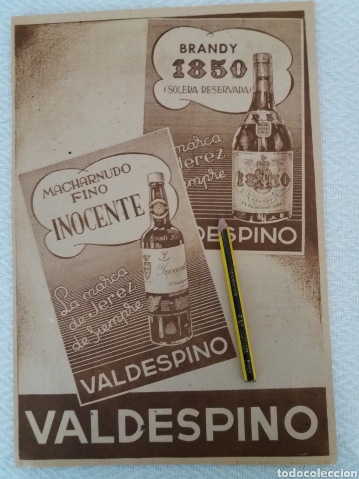 Outros artigos de papel: RECORTE PUBLICIDAD A&Ntilde;OS 40/50 VALDESPINO BRANDY SOLERA Y FINO INOCENTE.RIS8