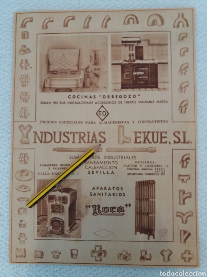 Outros artigos de papel: RECORTE PUBLICIDAD A&Ntilde;OS 40/50 INDUSTRIAS LEKUE COCINAS ORBEGOZO.ROCA.RIS8