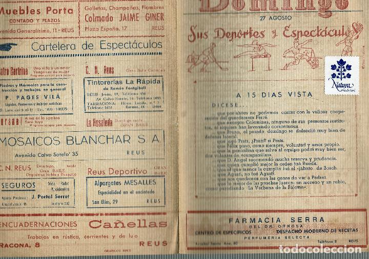 Otros art&iacute;culos de coleccionismo en papel: Domingo Sus deportes y espect&aacute;culos / Boletin Reus a&ntilde;os 50 - 60