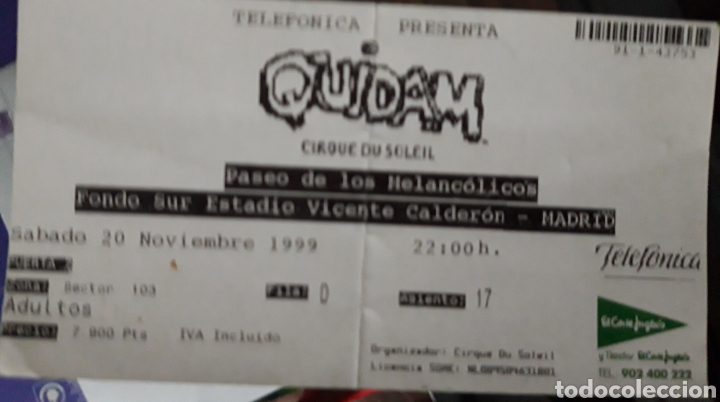 Otros art&iacute;culos de coleccionismo en papel: ENTRADA CIRCO DU SOLEIL