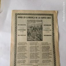 Otros Artículos de Coleccionismo en Papel: GOIGS EN LLOANÇA DE LA SANTA CREU..PARROQUIA D OLORDE. 1925. 31X21 CM. 4 P.