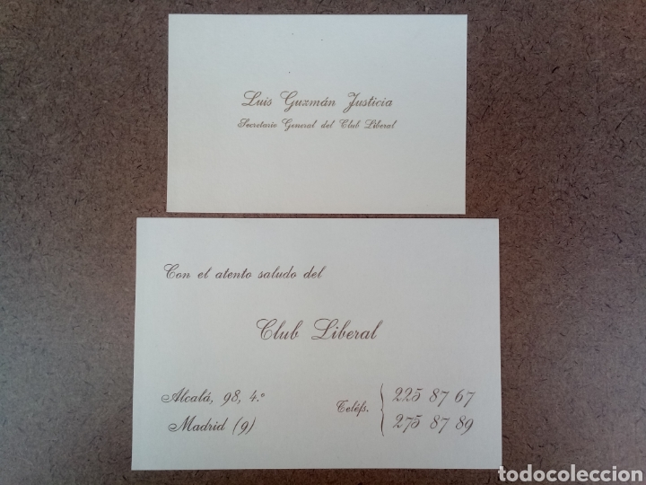 Otros art&iacute;culos de coleccionismo en papel: 2 Tarjetas Visita Antiguo Club Liberal Madrid