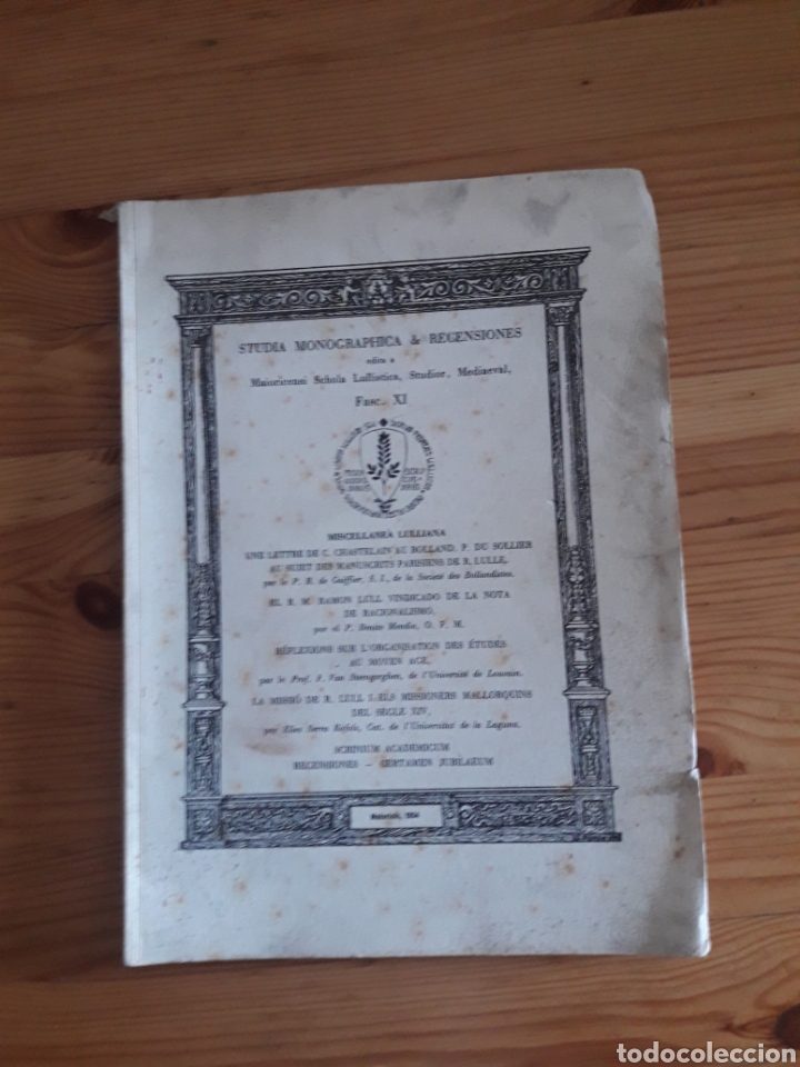 Otros Art&iacute;culos de Coleccionismo en Papel: STUDIA MONOGRAPHICA Y RECENSIONES MAIORICENSI SCHOLA LULLISTICA RAMON LLULL PALMA 1954 MALLORCA