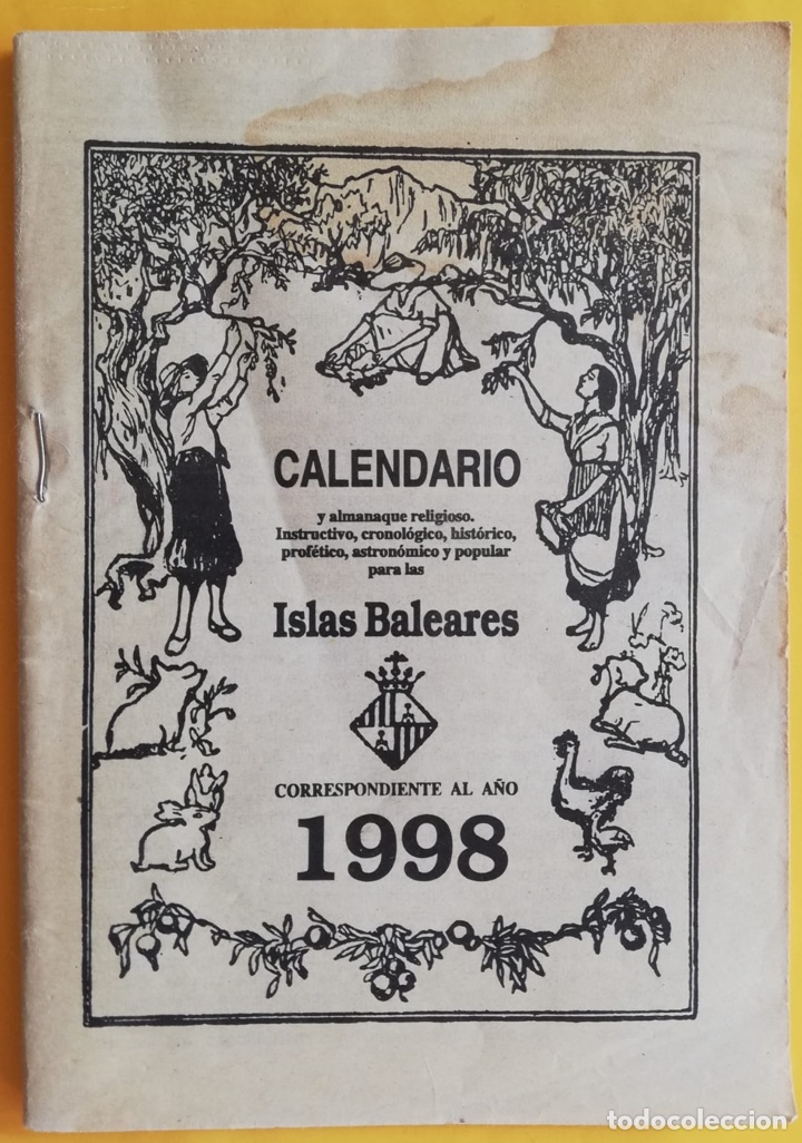 Otros art&iacute;culos de coleccionismo en papel: Almanaque tipo Zaragozano Baleares 1998 Mallorca