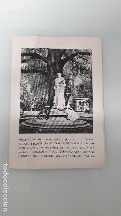 Otros Art&iacute;culos de Coleccionismo en Papel: MONUMENTO GUSTAVO ADOLFO BECQUER - PARQUE MARIA LUISA - HNOS. QUINTERO - SEVILLA - 1911