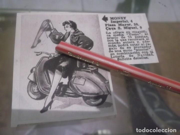 Otros Art&iacute;culos de Coleccionismo en Papel: RECORTE PUBLICIDAD A&Ntilde;OS 50 - TIENDA MONSY - MADRID - LES OFRECE LA MEDIA VESPA - MOTO VESPA SCOOTER