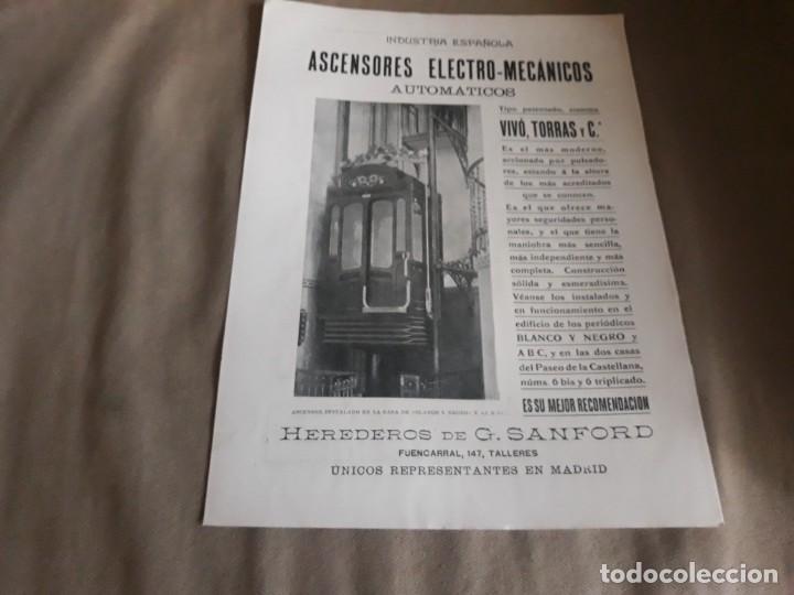 Outros artigos de papel: PUBLICIDAD DE ASCENSORES ELECTRICO-MECANICOS VIVO , TORRAS Y C&ordf; . A&Ntilde;O 1906
