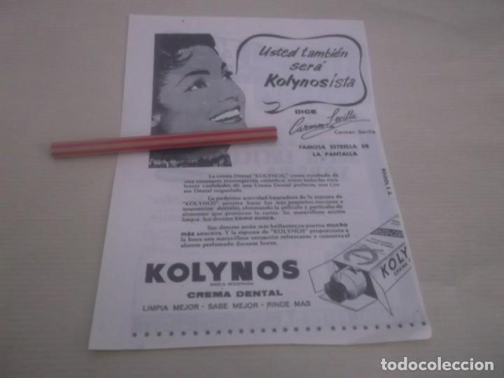 Otros Art&iacute;culos de Coleccionismo en Papel: RECORTE PUBLICIDAD A&Ntilde;O 1956 - CREMA DENTAL KOLYNOS - LA CANTANTE Y ACTRIZ CARMEN SEVILLA