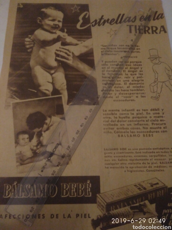 Sammelleidenschaft Andere Papierartikel: RECORTE ORIGINAL A&Ntilde;OS 40/50 PUBLICIDAD B&Aacute;LSAMO BEB&Eacute; ESTRELLAS EN LA TIERRA