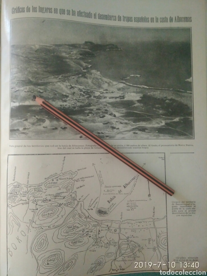Sammelleidenschaft Andere Papierartikel: RECORTE PRENSA A&Ntilde;OS 20/1925 GR&Aacute;FICO DE LOS LUGARES DEL DESEMBARCO DE TROPAS ESPA&Ntilde;OLAS EN ALHUCEMAS.