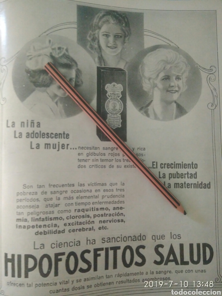 Sammelleidenschaft Andere Papierartikel: RECORTE PRENSA A&Ntilde;OS 20/1925 PUBLICIDAD HIPOFOSFITOS SALUD LA NI&Ntilde;A ADOLESCENTE MUJER