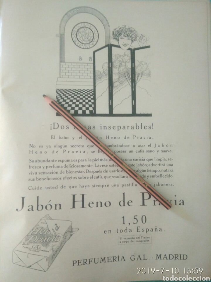 Sammelleidenschaft Andere Papierartikel: RECORTE PRENSA A&Ntilde;OS 20/1925 PUBLICIDAD JAB&Oacute;N HENO DE PRAVIA