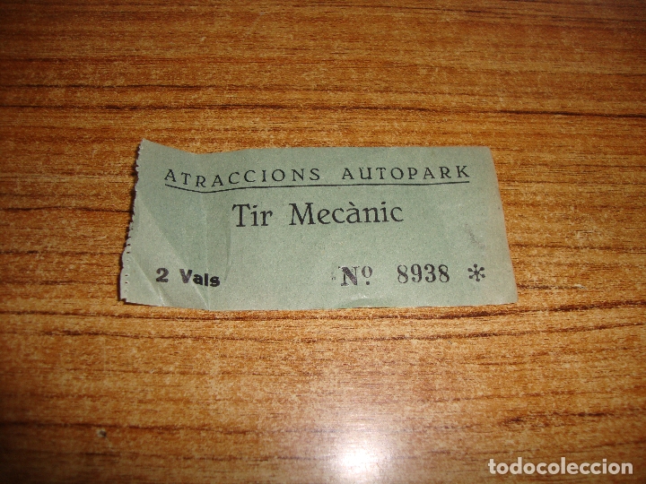 Otros Art&iacute;culos de Coleccionismo en Papel: VALE ATRACCIONES AUTOPARK TIR MECANIC