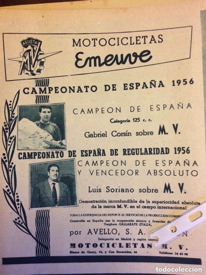 Outros artigos de papel: Publicidad Moto mv emeuve de 1956