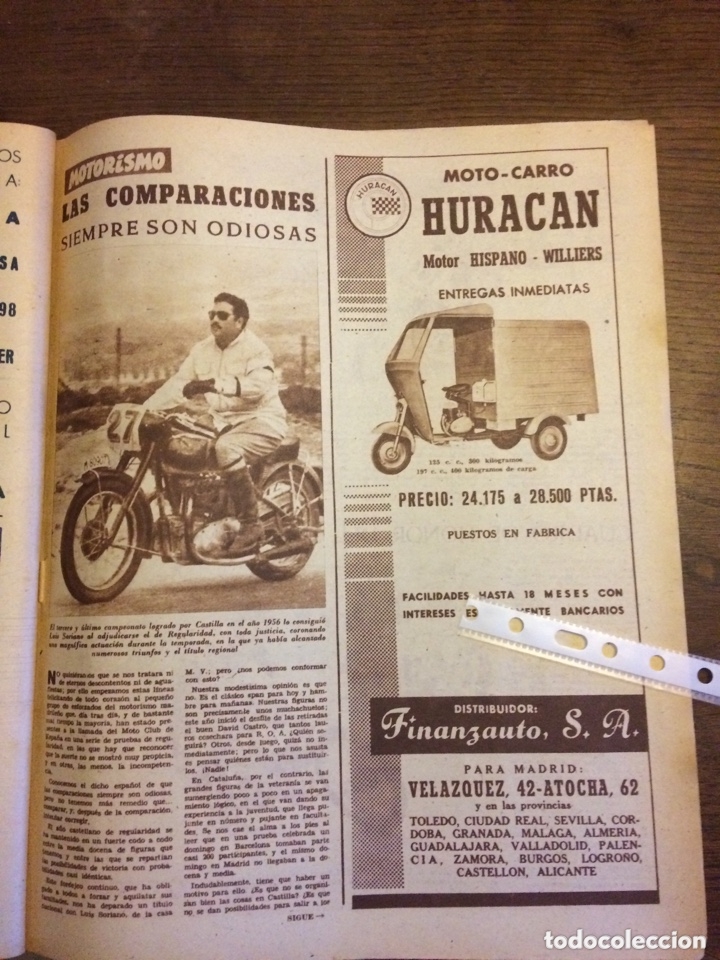 Paper Collecting Others: Publicidad motocarro hurac&aacute;n finanzauto de 1957