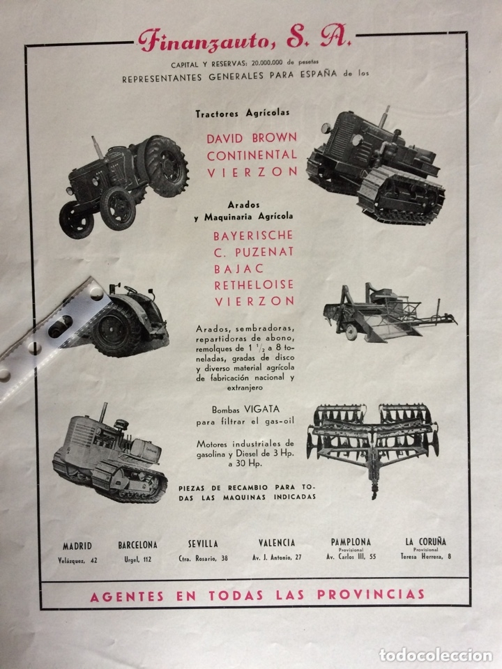 Outros artigos de papel: Publicidad tractores finanzauto de 1953