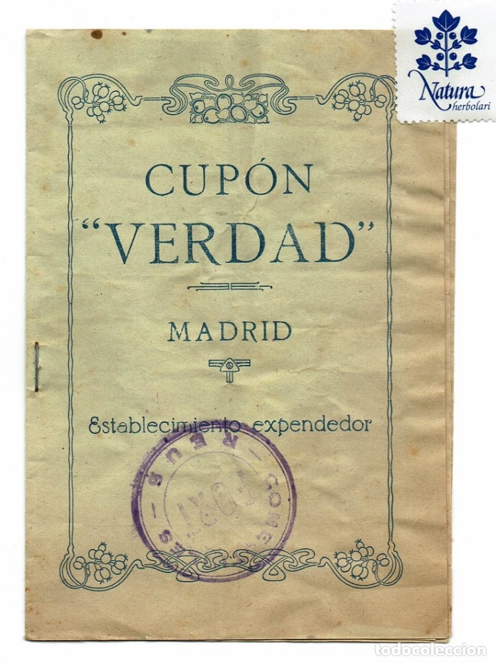 Otros art&iacute;culos de coleccionismo en papel: Cartilla Cup&oacute;n Verdad / Sello comestibles Fort Reus